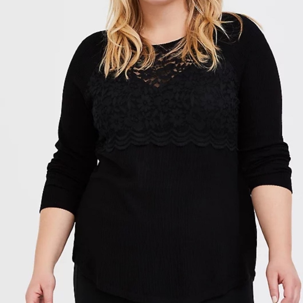 Torrid Black Hacci Lace Overlay Top